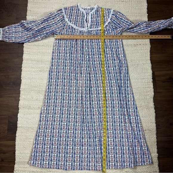 Lanz of Salzburg Sz S Nightgown Classic Blue Tyrolean Stripe Flannel NWOT - Picture 10 of 16